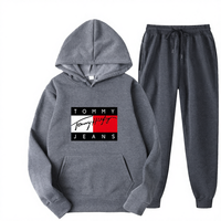 Ensemble de survêtement sportif respirant pour homme, 2 pièces, imprimé floral, en polyester tricoté, collection automne-hiver 2025, avec veste à capuche pour le jogging