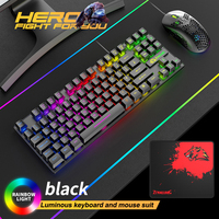 Gratis Wolf T2 LED USB waterdichte bedrade toetsenbord-muis set voor computer gaming toetsenbord en muis combo's