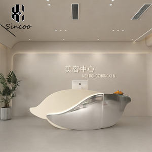 Custom Design Modern Fiberglass Luxury <b>Nail</b> Salon Spa Reception <b>Desk</b> Cashier Counter Adjustable Height Gym Hospital Supermarket - Product Image 2
