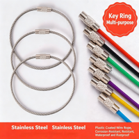 Porte-clés en acier inoxydable 304 avec câble métallique recouvert, alliage de zinc, verrouillage à vis, multi-usages, étanche, anti-corrosion