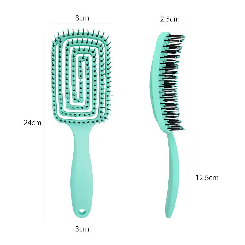 Kavisli havalandırmalı Detangling saç fırçası yastık Hairbrush Vent fırçalar kadınlar için 6 rownylon naylon kıllar ile Styling kıvırcık