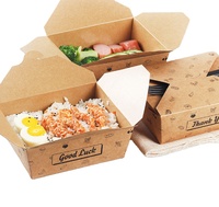 Boîte alimentaire jetable en papier kraft, résistante à la graisse et à l'eau, avec gaufrage et revêtement UV, pour nouilles, chips et pizza