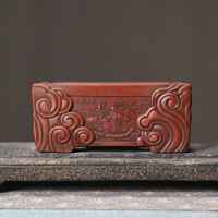 Pot de fleurs en céramique non émaillée en argile violette Yixing, forme personnalisée, motif classique antique sculpté, pour extérieur, bureau, plantes, arbres, bonsaï