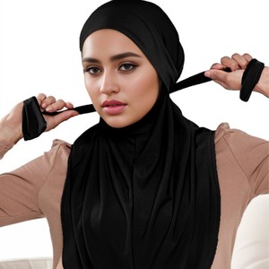 Style ethnique <span class=keywords><strong>Double</strong></span> Couche Forme Ronde Undercap Musulman Instantané Hijab Dames Couvre-chef avec Base Masquée Cap <span class=keywords><strong>Gaze</strong></span> <span class=keywords><strong>Double</strong></span> Usage - Product Image 1
