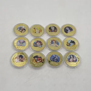 10 pcs 12pcs RTS Personalized Metal Craft One Piece Coin Set Gold Plated Souvenir Anime Coins