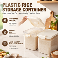 Contenedor de Almacenamiento de Arroz de Plástico de Grado Alimenticio, Estilo Nórdico para Uso Doméstico, Hermético, a Prueba de Insectos y Humedad, Grande