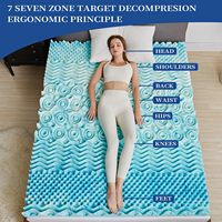 Surmatelas en mousse à mémoire de forme 7 zones de 2 pouces Gel rafraîchissant Couvre-matelas ergonomique doux