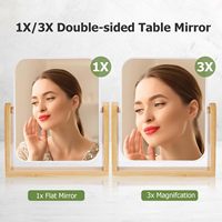 Miroir en bois miroir de maquillage de courtoisie avec support en bambou naturel Double face 360 degrés pivotant Table Portable bureau comptoir miroir