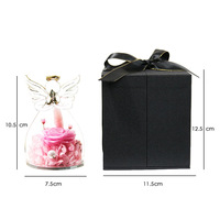 Commerce électronique transfrontalier : Rose éternelle en verre avec ange, fleur fraîche, longue durée (3-5 ans), cadeau pour la Fête des Mères