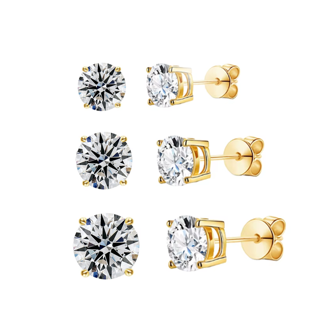 Custom Variety 14K Yellow White Solid Gold D Color Vs 0.5Ct Round Cut Lab Grown Diamond.Stud Earrings for Women