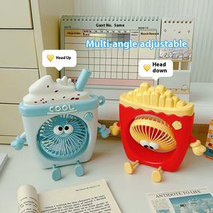 Serie de juegos de alimentos, mini <span class=keywords><strong>ventilador</strong></span> USB para dormitorio pequeño de verano, <span class=keywords><strong>ventilador</strong></span> eléctrico portátil de mano con función de refrigeración por aire alimentado por batería - Product Image 3