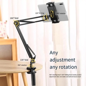 Lazy Long Arm Phone <b>Tablet</b> <b>Holder</b> Aluminum Alloy Adjustable Desk Mount with 360° Rotation for Bed Sofa Office Use - Product Image 5