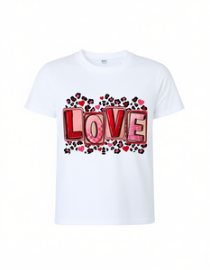 T-Shirt Unisex con Stampa Lettera d'Amore Rosa e Rossa, Vestibilità Comoda, Cotone, Manica Corta, Collo Tondo, per Tutte le Stagioni, Abbigliamento Casual, Taglie S-XXXXL - Product Image 1