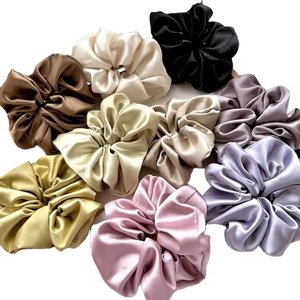 Elegant Zwart Haar Scrunchies Effen Kleur Imitatie Zijde Satijn Groothandel Polyester Scrunchies Voor Meisjes - Product Image 5