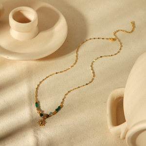 Collar de Piedra Natural Diosa del Sol, Cadena de Clavícula de Acero Inoxidable con Oro de 18k, Colgante de Joyería de Moda, Regalo para Mujer - Product Image 4