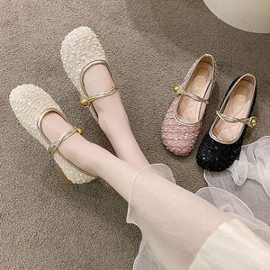 Chaussures pour dames Chaussures respirantes à bout rond Paillettes Beige Elegant Party Chaussures plates pour femmes avec remise Y2k en solde Printemps 39 - Product Image 2