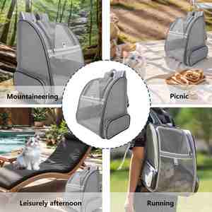 Sac à dos pour animaux de compagnie en tissu Oxford à mailles ventilées, pliable, pour les voyages, avec design respirant - Product Image 5