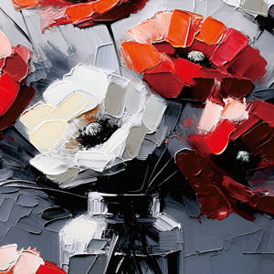 Pintura <span class=keywords><strong>al</strong></span> Óleo Texturizada <span class=keywords><strong>de</strong></span> Ramo <span class=keywords><strong>de</strong></span> <span class=keywords><strong>Amapolas</strong></span>, Arte Floral Impasto, Flores <span class=keywords><strong>Rojas</strong></span> y Blancas, Arte <span class=keywords><strong>de</strong></span> Pared en Lienzo, Hecho a Mano, Tamaño Personalizado - Product Image 3