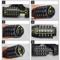 Nouvelle Image Longue Chaîne De Sécurité 5 Mot De Passe Code Serrure Pour Vélo Anti-vol En Acier Moto Serrure Vélo Électrique Vélo Accessoires