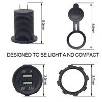Anneau lumineux LED étanche pour vélo Truck1, chargeur de voiture USB pour téléphone portable avec double prise 3.1A