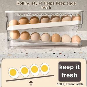 Large Capacity Double Layer Automatic <b>Rolling</b> Egg Dispenser Baking Pastry <b>Tools</b> for Refrigerator Egg Storage Household Kitchen - Product Image 5