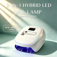 Lampe à ongles hybride UV LED 2-en-1 128W haute puissance, mini lampe portable sans fil rechargeable avec support pour usage en salon