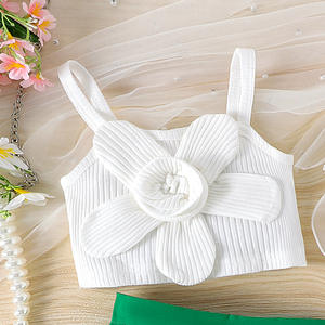 Vêtements d'été pour tout-petits filles 3D Flower Pit Strip Sling Elastic <span class=keywords><strong>Shorts</strong></span> 2Pcs Kids Clothing Casual Ropa De <span class=keywords><strong>Bebe</strong></span> Children Clothing - Product Image 2