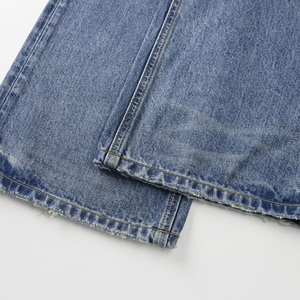 Jeans <span class=keywords><strong>pour</strong></span> femmes taille mi-haute coupe droite longueur intégrale délavé ourlet brut non extensible en denim coton polyester style décontracté streetwear vente en gros - Product Image 4