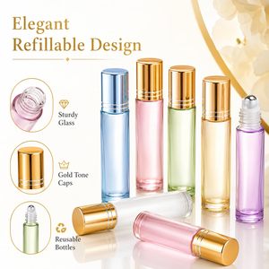 Portable Clear/Green/Amber/Blue Glass <b>Bottles</b> Aluminum Cap Stainless Steel Pump Sprayer 3ml <b>10ml</b> Roll <b>Bottle</b> Essential - Product Image 2