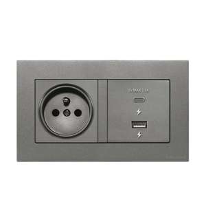 Panel Táctil Plateado para PC, Estándar Europeo 146, Tipo 16A, Interruptor de Pared Francés, Enchufe de 3 Pines, Interruptor 1 a 2 - Product Image 3