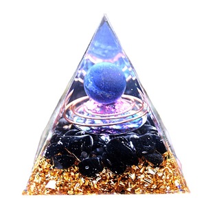 Pyramide en époxy cristallin avec boule de lapis-lazuli, décoration de maison, ornement de bureau - Product Image 5