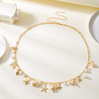 Collier de perles style vacances à la plage exagéré avec étoiles de mer et conques pour femme