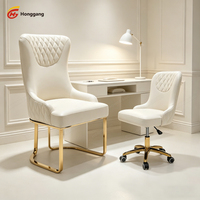 Ensemble de chaises de salon de manucure ergonomiques en cuir PU de luxe de haute qualité avec finition dorée, chaise de client moderne pour manucure, chaise pivotante pour technicien