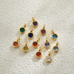 18 Ayar Altın Kaplama Zincir Doğum Taşı Kolye Kadın Moda Takı Yıldız Ay Güneş Nazar Boncuğu DIY Çıkarılabilir Charm Kolye Uçları - Product Image 2