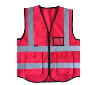 Multiple Pocket Safety Jacket Logo Print Reflective Clothing