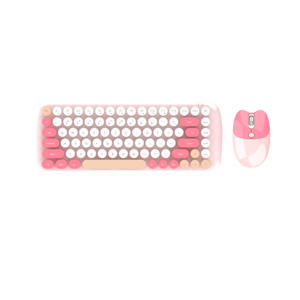 Mini tamaño compacto USB <span class=keywords><strong>Multimedia</strong></span> ergonómico mixto de colores teclado inalámbrico ratón Combos teclas redondas para mujeres niña Niño - Product Image 4