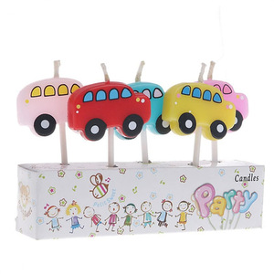 Cartoon Car Birthday Candles For Kids Party Cake Decorations Colorful Design <b>Paraffin</b> Material Single Wick - Product Image 1