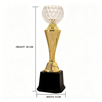 Trophée de golf personnalisé en plastique durable, gravé au laser, avec boule de golf en cristal sur base noire, gravure de logo OEM, coupe de récompense sportive pour le golf