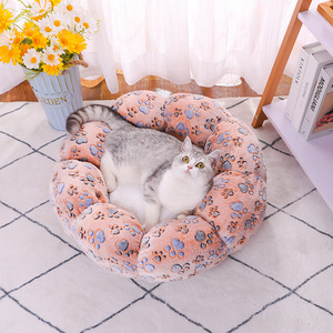 Soft Comfortable Breathable Floral Pattern Pet <b>Beds</b> for Cats and Dogs Round Sleeping <b>Nest</b> Design Hand Wash - Product Image 6