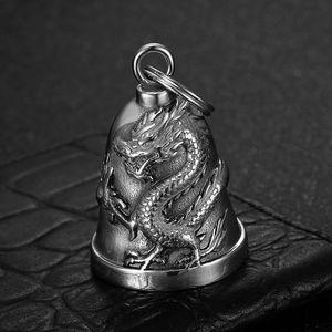Cadeau pour motard : Collier pendentif cloche de protection porte-bonheur en acier inoxydable, style moto, motif dragon, pour la protection en conduite - Product Image 2