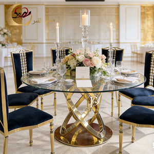 Modern Clear Glass Top Stainless Steel Wholesale Home Furniture Wedding Event Hotel Dining <b>Tables</b> - Product Image 4