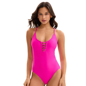 Maillot de bain de fitness écologique sexy et respirant pour femmes européennes américaines à motif uni imprimé et découpé dans le dos - Product Image 5