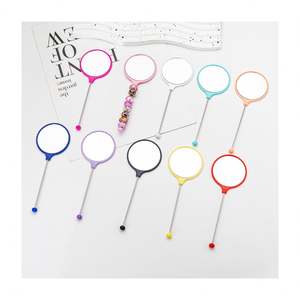 DIY Beaded Fashionable Geometry Pattern Handheld <b>Mirror</b> for Women-Portable <b>Compact</b> Makeup <b>Mirror</b> Handle Perfect Valentine's Day - Product Image 1