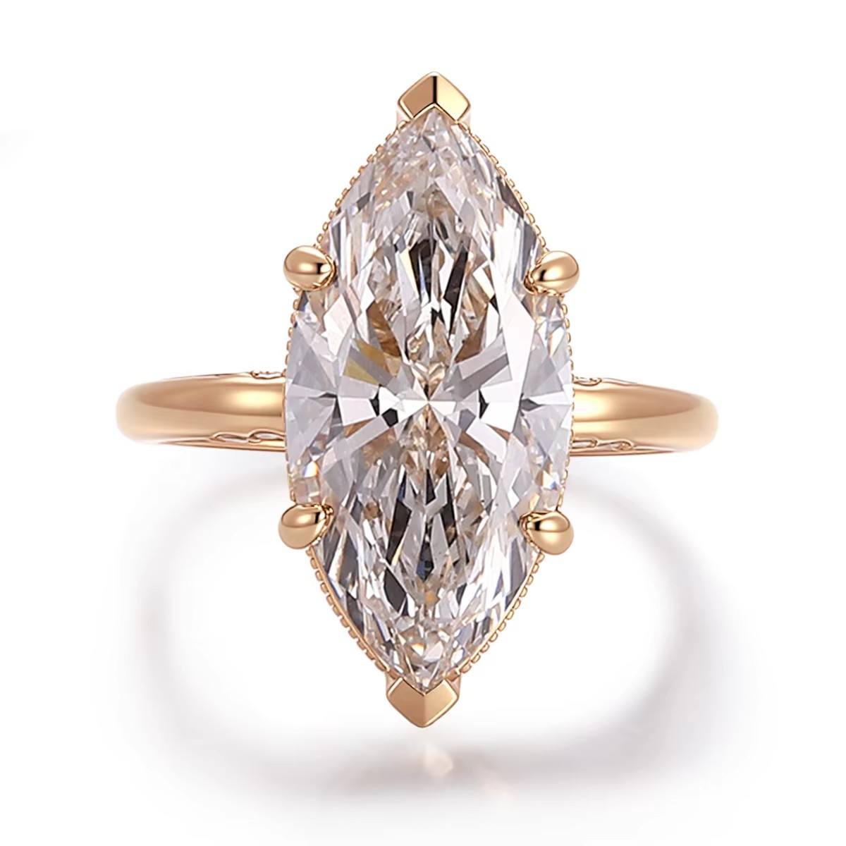 14K solid yellow Gold diamond ring