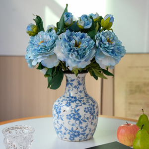 Automne couleur fait à <span class=keywords><strong>la</strong></span> main 2 têtes bord brûlé coréen mariée pivoine Faux fleur pour <span class=keywords><strong>la</strong></span> fête des mères décoration de <span class=keywords><strong>la</strong></span> maison Vase Arrangement - Product Image 4