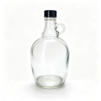 Bouteille en verre transparente de 1500 ml avec poignée et bouchon à vis, type Growler, pour le stockage de vin, kombucha et liqueurs de fruits - Vente en gros