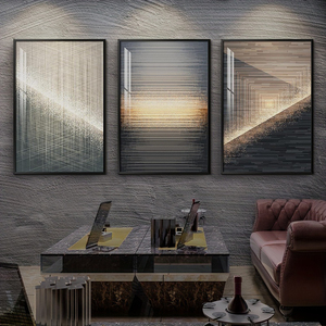 Grande Quadro Moderno di Lusso in Nero e Oro, Arte Astratta per <span class=keywords><strong>Soggiorno</strong></span>, Set di 3 Stampe Luminose per Pareti - Product Image 2