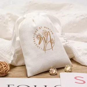 Bolsa de lona de algodão orgânico ecológico personalizada sacola promocional de tecido de chita branco com cordão com logotipo impresso