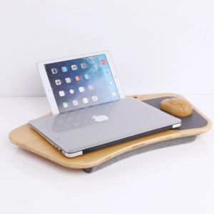 สินค้ามาใหม่โต๊ะแล็ปท็อปแบบพกพาโต๊ะหมอนนุ่มพร้อมที่จับโต๊ะไม้ไผ่วางบนตักสำหรับวางแผ่นและที่วางโทรศัพท์ - Product Image 1
