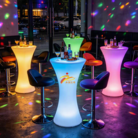 Table de bar LED lumineuse d'extérieur à hauteur de taille pour fêtes, tables de cocktail avec télécommande et fonctionnalités étanches